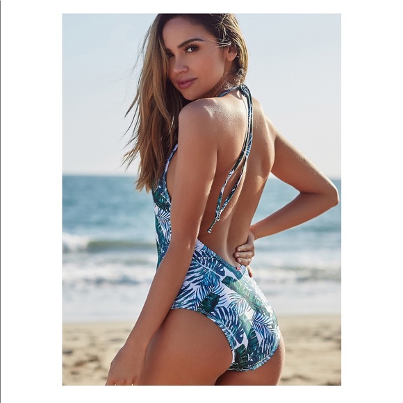 Delilah Tropical Palm Print One Piece - Picture 3 of 4